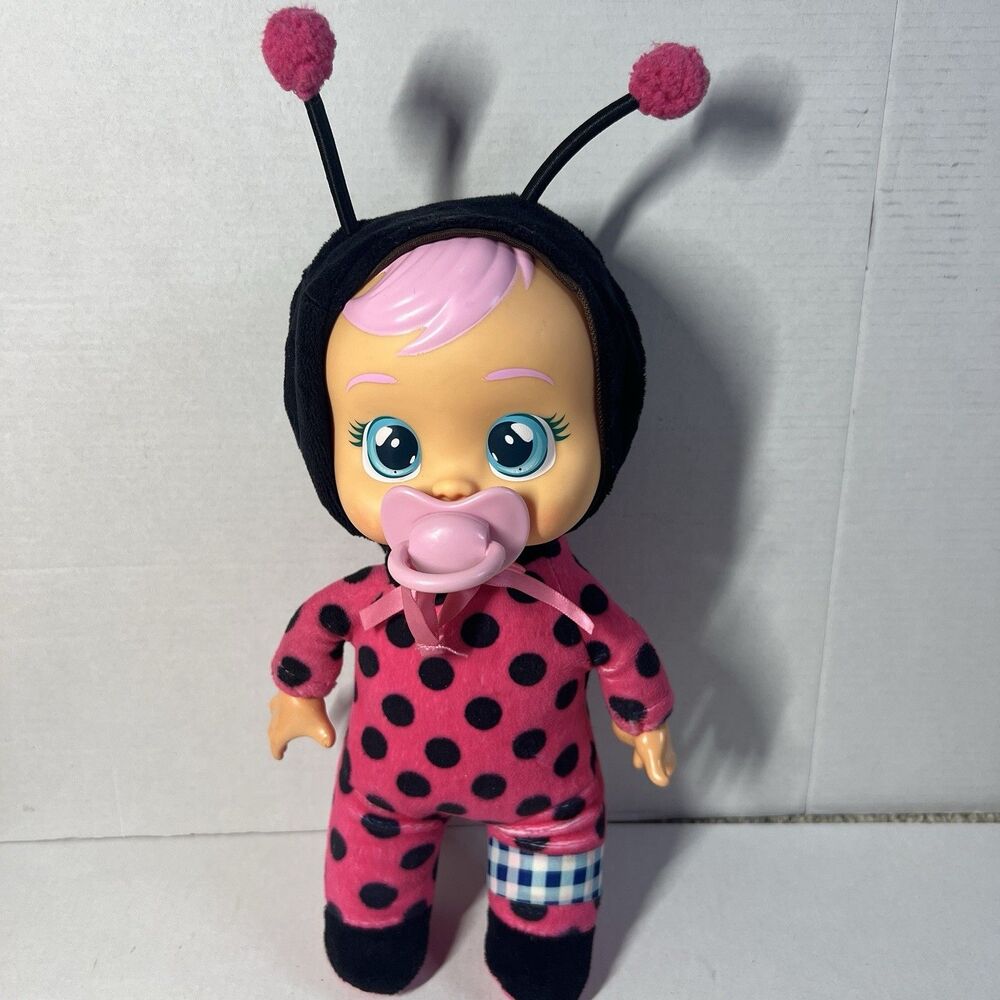 Cry Babies LADY Tiny Cuddles Plush Baby Doll 11” Soft Body Ladybug